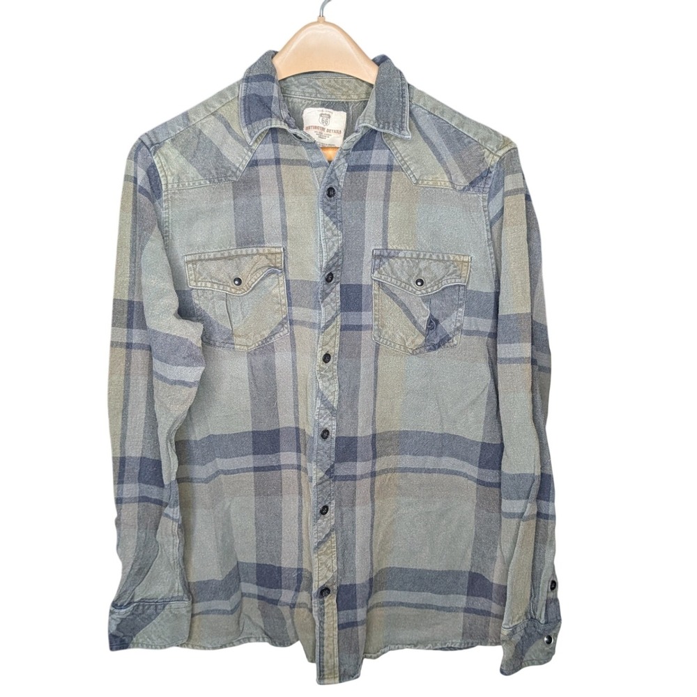 Route 66 Collective Details Western Plaid Shirt Men's M 100% Cotton